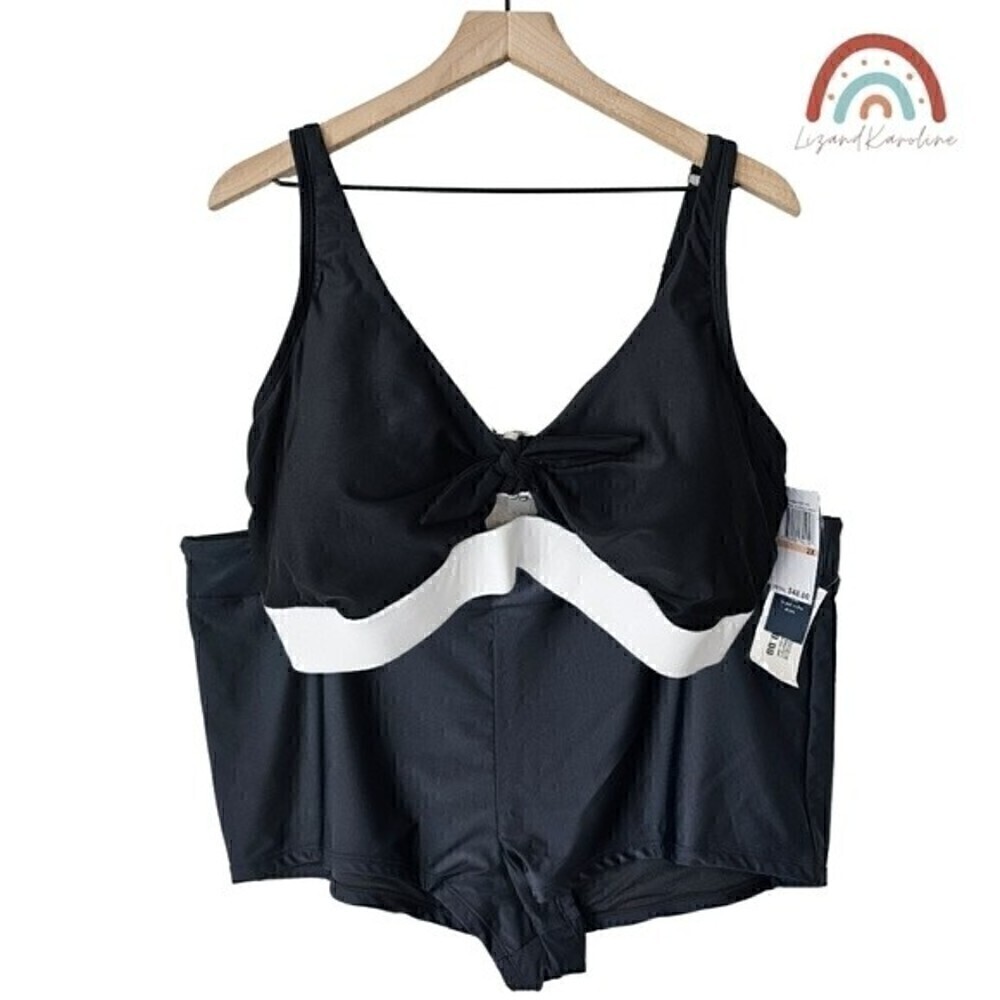 New! Aqua Couture Two Piece Bikini Top Swim Short Swimsuit Plus Size 2X/3X